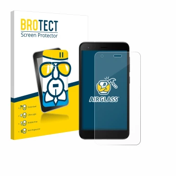 Parte frontale di una confezione del prodotto con il logo del marchio BROTECT. Accanto è raffigurato il dispositivo ZTE Blade 
