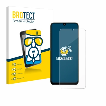 Parte frontale di una confezione del prodotto con il logo del marchio BROTECT. Accanto è raffigurato il dispositivo Xiaomi Poc