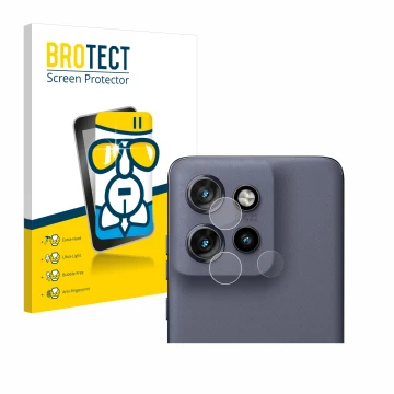 Parte frontale di una confezione del prodotto con il logo del marchio BROTECT. Accanto è raffigurato il dispositivo Motorola E