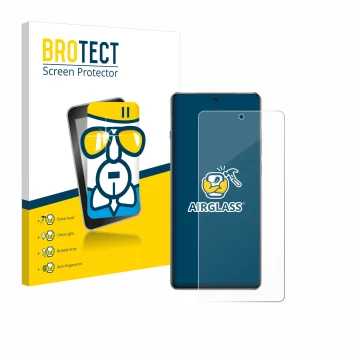 Parte frontale di una confezione del prodotto con il logo del marchio BROTECT. Accanto è raffigurato il dispositivo OnePlus 13