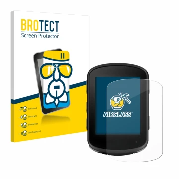 Parte frontale di una confezione del prodotto con il logo del marchio BROTECT. Accanto è raffigurato il dispositivo Garmin Edg