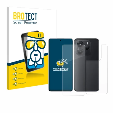 Parte frontale di una confezione del prodotto con il logo del marchio BROTECT. Accanto è raffigurato il dispositivo Xiaomi Red