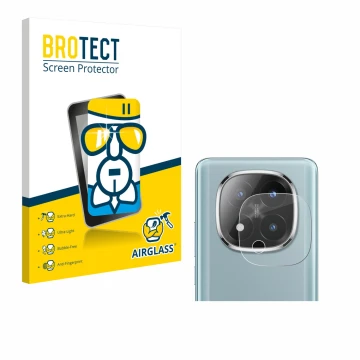 Parte frontale di una confezione del prodotto con il logo del marchio BROTECT. Accanto è raffigurato il dispositivo Xiaomi Red