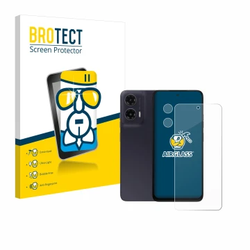 Parte frontale di una confezione del prodotto con il logo del marchio BROTECT. Accanto è raffigurato il dispositivo Motorola M