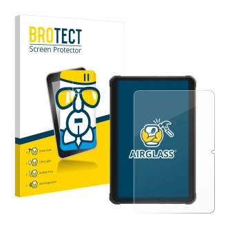 Parte frontale di una confezione del prodotto con il logo del marchio BROTECT. Accanto è raffigurato il dispositivo Hotwav R8 