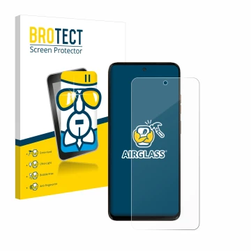 Parte frontale di una confezione del prodotto con il logo del marchio BROTECT. Accanto è raffigurato il dispositivo Motorola M