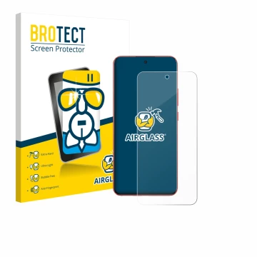 Parte frontale di una confezione del prodotto con il logo del marchio BROTECT. Accanto è raffigurato il dispositivo Oppo A5 Pr