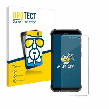 Parte frontale di una confezione del prodotto con il logo del marchio BROTECT. Accanto è raffigurato il dispositivo Ulefone Ar