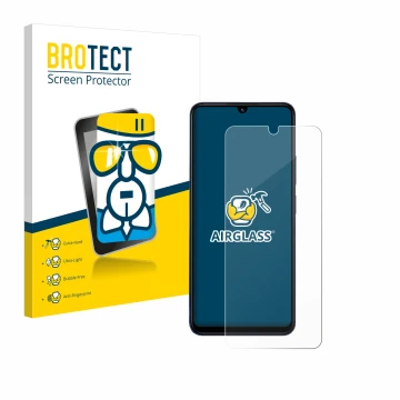 Parte frontale di una confezione del prodotto con il logo del marchio BROTECT. Accanto è raffigurato il dispositivo Xiaomi Red