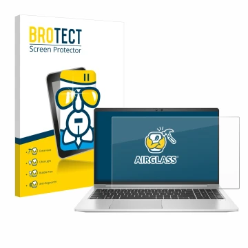 Parte frontale di una confezione del prodotto con il logo del marchio BROTECT. Accanto è raffigurato il dispositivo HP EliteBo