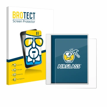 Parte frontale di una confezione del prodotto con il logo del marchio BROTECT. Accanto è raffigurato il dispositivo Boox Note 