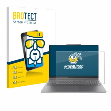 Parte frontale di una confezione del prodotto con il logo del marchio BROTECT. Accanto è raffigurato il dispositivo Lenovo Yog