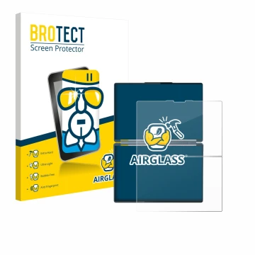 Parte frontale di una confezione del prodotto con il logo del marchio BROTECT. Accanto è raffigurato il dispositivo Lenovo Yog