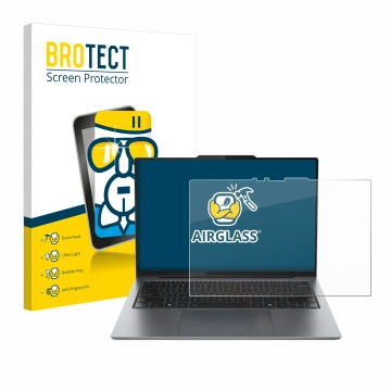 Parte frontale di una confezione del prodotto con il logo del marchio BROTECT. Accanto è raffigurato il dispositivo Lenovo Thi