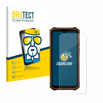 Parte frontale di una confezione del prodotto con il logo del marchio BROTECT. Accanto è raffigurato il dispositivo Hotwav Cyb