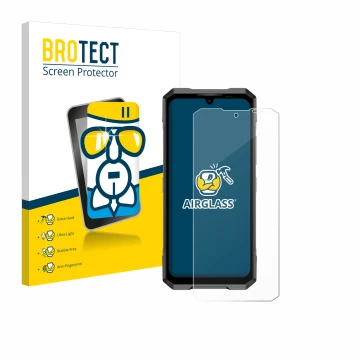 Parte frontale di una confezione del prodotto con il logo del marchio BROTECT. Accanto è raffigurato il dispositivo Doogee Bla