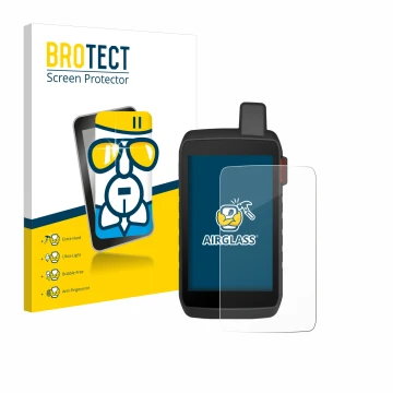 Parte frontale di una confezione del prodotto con il logo del marchio BROTECT. Accanto è raffigurato il dispositivo Garmin Mon