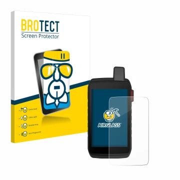 Parte frontale di una confezione del prodotto con il logo del marchio BROTECT. Accanto è raffigurato il dispositivo Garmin Mon