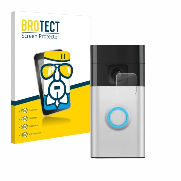 Parte frontale di una confezione del prodotto con il logo del marchio BROTECT. Accanto è raffigurato il dispositivo Ring Batte