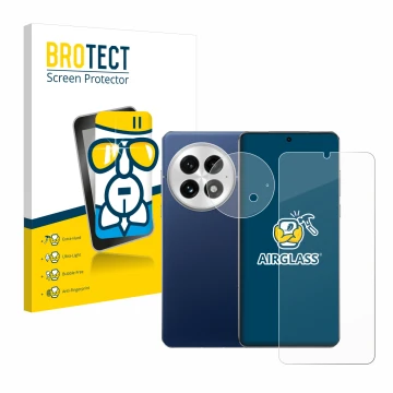 Parte frontale di una confezione del prodotto con il logo del marchio BROTECT. Accanto è raffigurato il dispositivo OnePlus 13