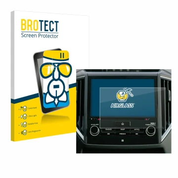 Parte frontale di una confezione del prodotto con il logo del marchio BROTECT. Accanto è raffigurato il dispositivo Subaru For
