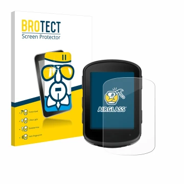 Parte frontale di una confezione del prodotto con il logo del marchio BROTECT. Accanto è raffigurato il dispositivo Garmin Edg