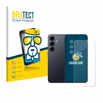 Parte frontale di una confezione del prodotto con il logo del marchio BROTECT. Accanto è raffigurato il dispositivo Samsung Ga