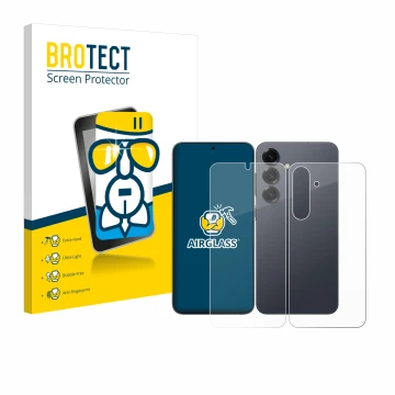Parte frontale di una confezione del prodotto con il logo del marchio BROTECT. Accanto è raffigurato il dispositivo Samsung Ga
