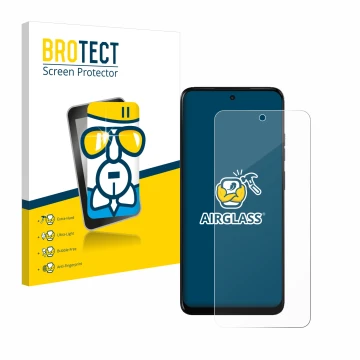 Parte frontale di una confezione del prodotto con il logo del marchio BROTECT. Accanto è raffigurato il dispositivo Motorola M