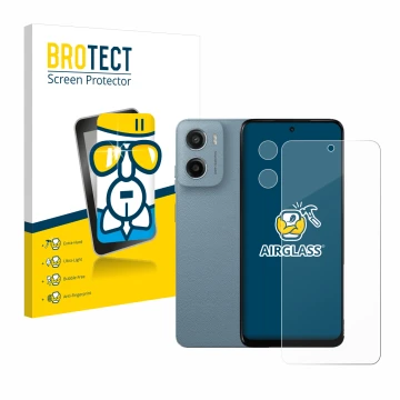 Parte frontale di una confezione del prodotto con il logo del marchio BROTECT. Accanto è raffigurato il dispositivo Motorola M