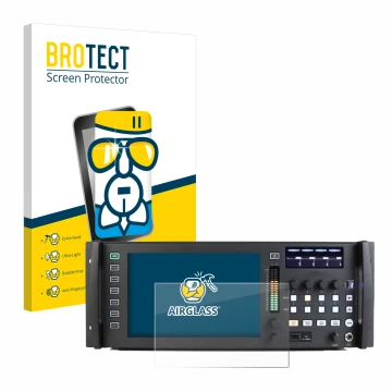 Parte frontale di una confezione del prodotto con il logo del marchio BROTECT. Accanto è raffigurato il dispositivo Behringer 