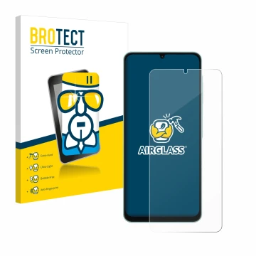 Parte frontale di una confezione del prodotto con il logo del marchio BROTECT. Accanto è raffigurato il dispositivo Samsung Ga