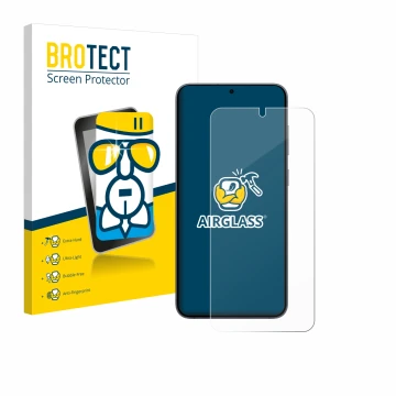 Parte frontale di una confezione del prodotto con il logo del marchio BROTECT. Accanto è raffigurato il dispositivo Samsung Ga