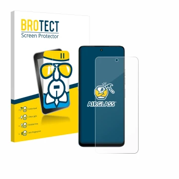 Parte frontale di una confezione del prodotto con il logo del marchio BROTECT. Accanto è raffigurato il dispositivo Umidigi No