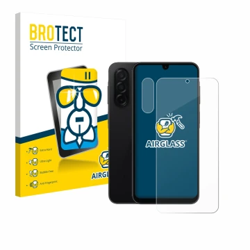 Parte frontale di una confezione del prodotto con il logo del marchio BROTECT. Accanto è raffigurato il dispositivo Samsung Ga