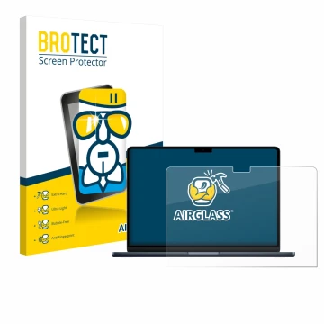 Parte frontale di una confezione del prodotto con il logo del marchio BROTECT. Accanto è raffigurato il dispositivo Apple MacB