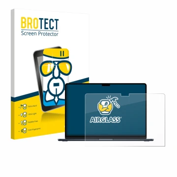 Parte frontale di una confezione del prodotto con il logo del marchio BROTECT. Accanto è raffigurato il dispositivo Apple MacB