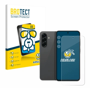 Parte frontale di una confezione del prodotto con il logo del marchio BROTECT. Accanto è raffigurato il dispositivo Samsung Ga