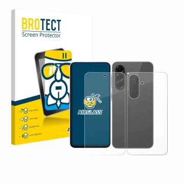 Parte frontale di una confezione del prodotto con il logo del marchio BROTECT. Accanto è raffigurato il dispositivo Samsung Ga