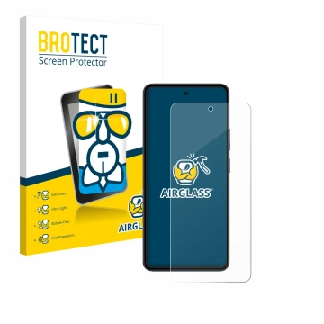 Parte frontale di una confezione del prodotto con il logo del marchio BROTECT. Accanto è raffigurato il dispositivo realme 14 