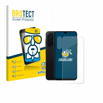 Parte frontale di una confezione del prodotto con il logo del marchio BROTECT. Accanto è raffigurato il dispositivo Samsung Ga