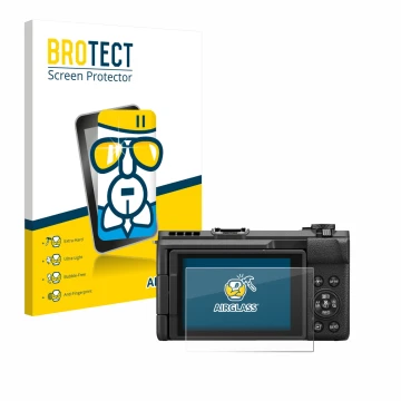 Parte frontale di una confezione del prodotto con il logo del marchio BROTECT. Accanto è raffigurato il dispositivo Canon Powe