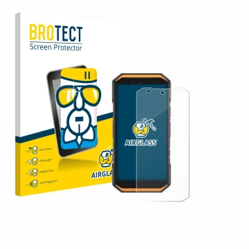 Parte frontale di una confezione del prodotto con il logo del marchio BROTECT. Accanto è raffigurato il dispositivo Ulefone Ar