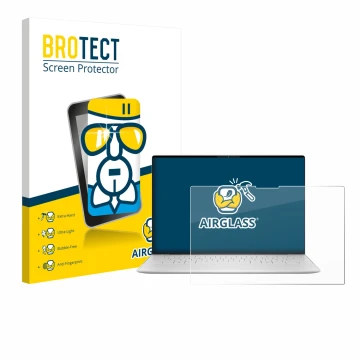 Parte frontale di una confezione del prodotto con il logo del marchio BROTECT. Accanto è raffigurato il dispositivo Dell XPS 1