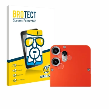 Parte frontale di una confezione del prodotto con il logo del marchio BROTECT. Accanto è raffigurato il dispositivo Nothing CM