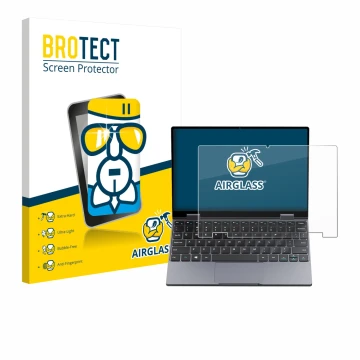 Parte frontale di una confezione del prodotto con il logo del marchio BROTECT. Accanto è raffigurato il dispositivo Chuwi Mini