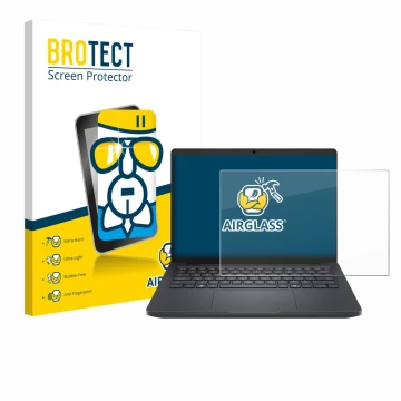 Parte frontale di una confezione del prodotto con il logo del marchio BROTECT. Accanto è raffigurato il dispositivo Dell Pro M