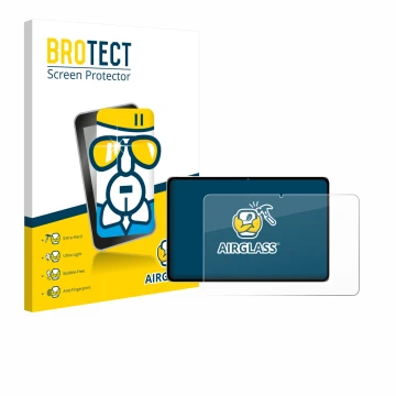 Parte frontale di una confezione del prodotto con il logo del marchio BROTECT. Accanto è raffigurato il dispositivo Nubia Pad 