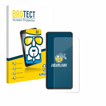 Parte frontale di una confezione del prodotto con il logo del marchio BROTECT. Accanto è raffigurato il dispositivo realme GT 