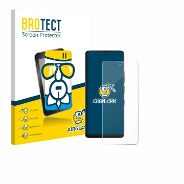 Parte frontale di una confezione del prodotto con il logo del marchio BROTECT. Accanto è raffigurato il dispositivo TCL 60 Nxt